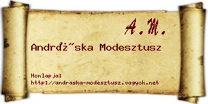 Andráska Modesztusz névjegykártya